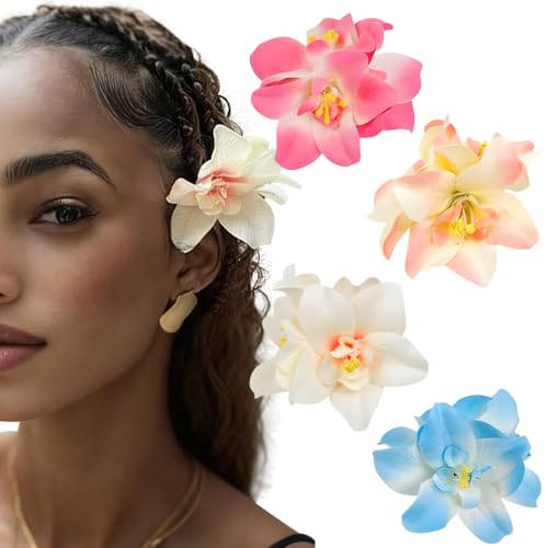 4 Stück Orchidee Blumen Haarklammer Für Damen Blume Haarspangen Mädchen Haarschmuck Hawaiianische Haarspange Entenschnabel Blumenhaarklammer Entenschnabel-Haarspange Hair Clip Hawaii Haarclips Frauen von muniway