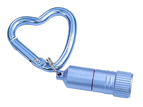 munkees® Herz Karabiner Schlüsselanhänger mit LED Mini-Taschenlampe – stylisches Accessoire aus eloxiertem Aluminium für Damen (Blau) von munkees