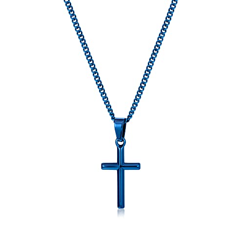 murtoo kette herren, halskette kette, kreuz kette, kreuzanhänger, edelstahl kette, geschenk herren(blau,S,50cm) von murtoo