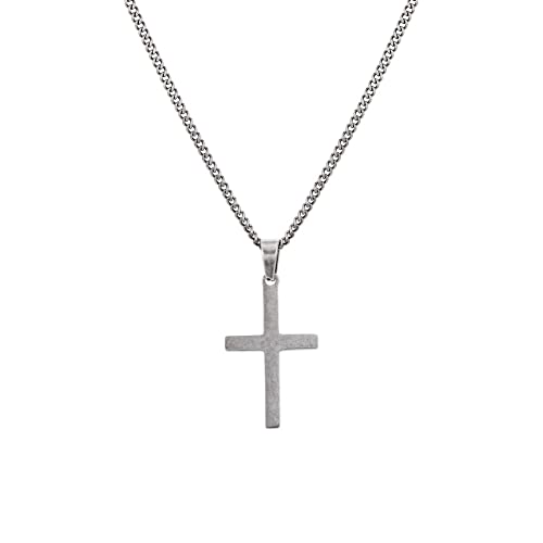 murtoo kette herren, halskette kette, kreuz kette, kreuzanhänger, edelstahl kette, geschenk herren(silber,M,50cm) von murtoo