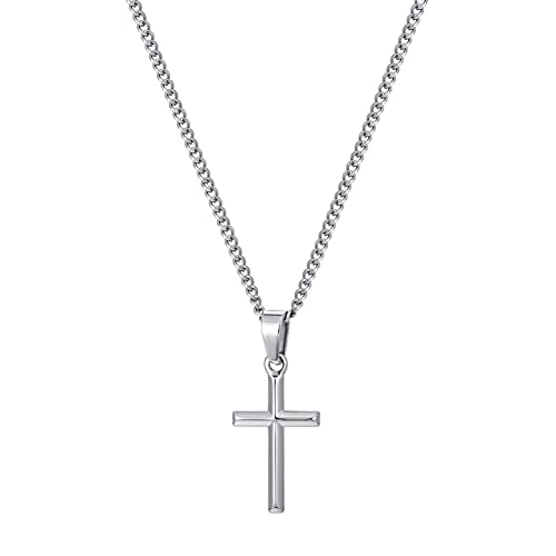 murtoo kette herren, halskette kette, kreuz kette, kreuzanhänger, edelstahl kette, geschenk herren(silber,S,45cm) von murtoo