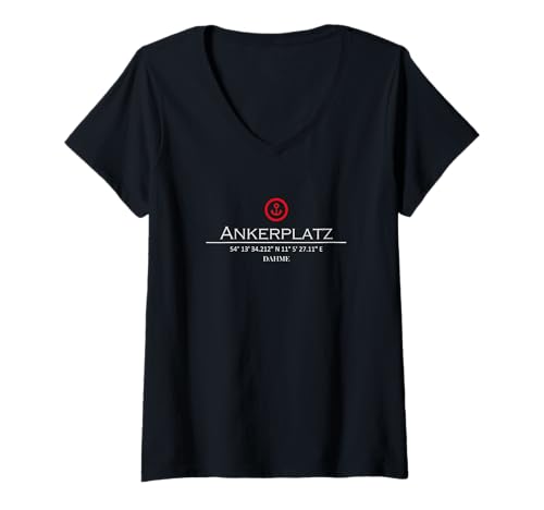 Damen Ankerplatz Ostseebad Dahme by muschelschubser Klamotten T-Shirt mit V-Ausschnitt Damen Ankerplatz Ostseebad Dahme by muschelschubser Klamotten T-Shirt mit V-Ausschnitt von muschelschubser Klamotten