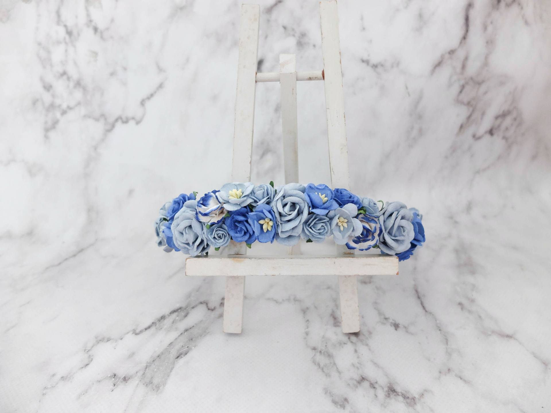 Blau Floral Blumenkrone Verstellbarer Haarkranz Blau Floral Blumenkrone Verstellbarer Haarkranz von musefleur