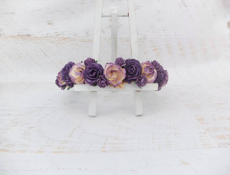 Dunkellila Rosen Krone Hochzeit Kopfschmuck Dunkellila Rosen Krone Hochzeit Kopfschmuck von musefleur