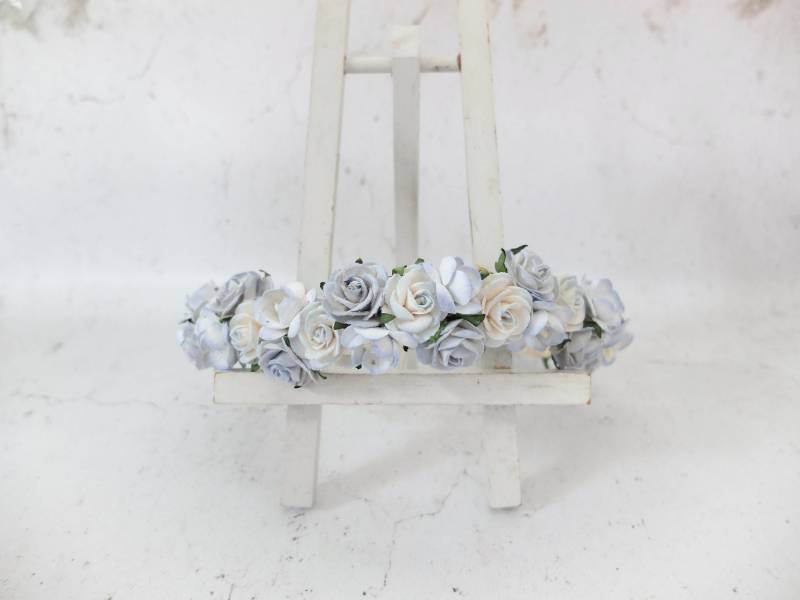 Dusty Blue Rose Blumenkrone Hochzeit Haarkranz von musefleur