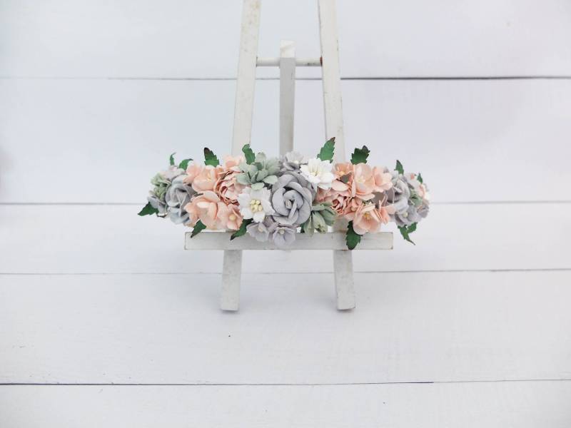 Graue Blush Blumenkrone, Floraler Kopfschmuck, Hochzeit Im Herbst, Haargirlande Für Die Braut, Müheloser Brautblumenkranz Graue Blush Blumenkrone, Floraler Kopfschmuck, Hochzeit Im Herbst, Haargirlande Für Die Braut, Müheloser Brautblumenkranz von musefleur