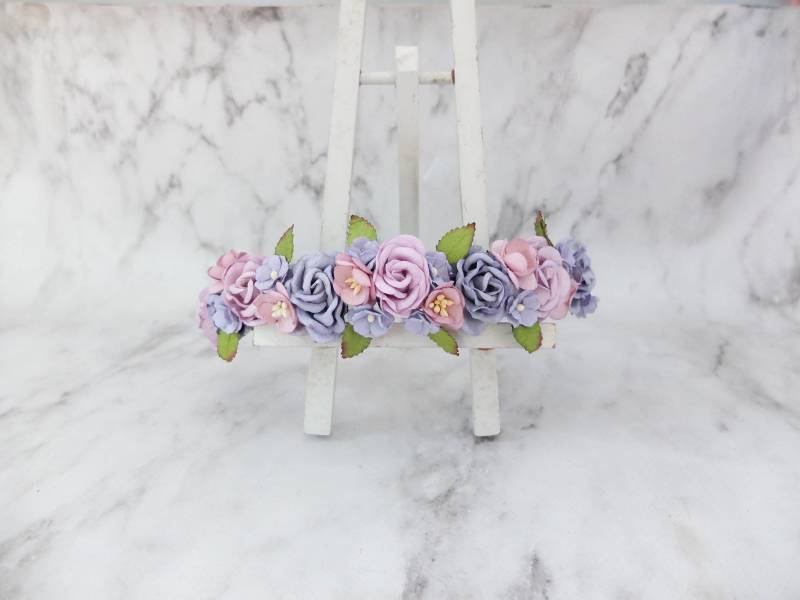 Lavendel Lila Blumenkrone, Floraler Kopfschmuck, Hochzeit Haargirlande, Braut Blumenkranz von musefleur