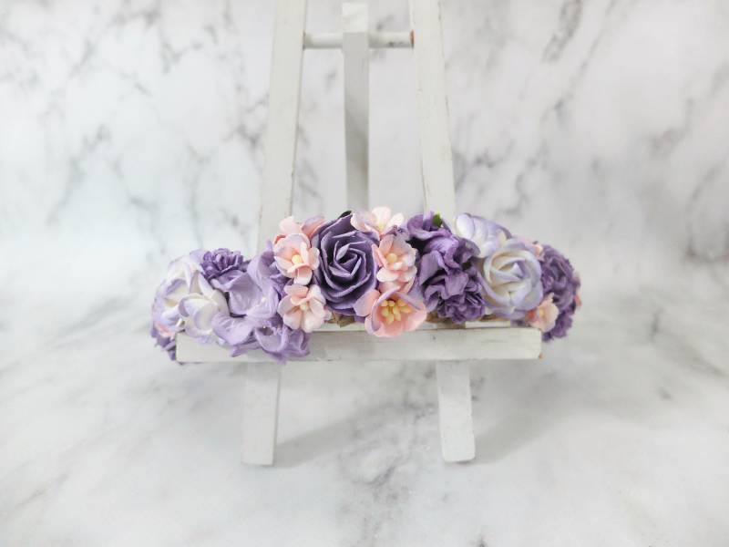 Lila Blumenkrone Hochzeit Blumenhaarkranz von musefleur
