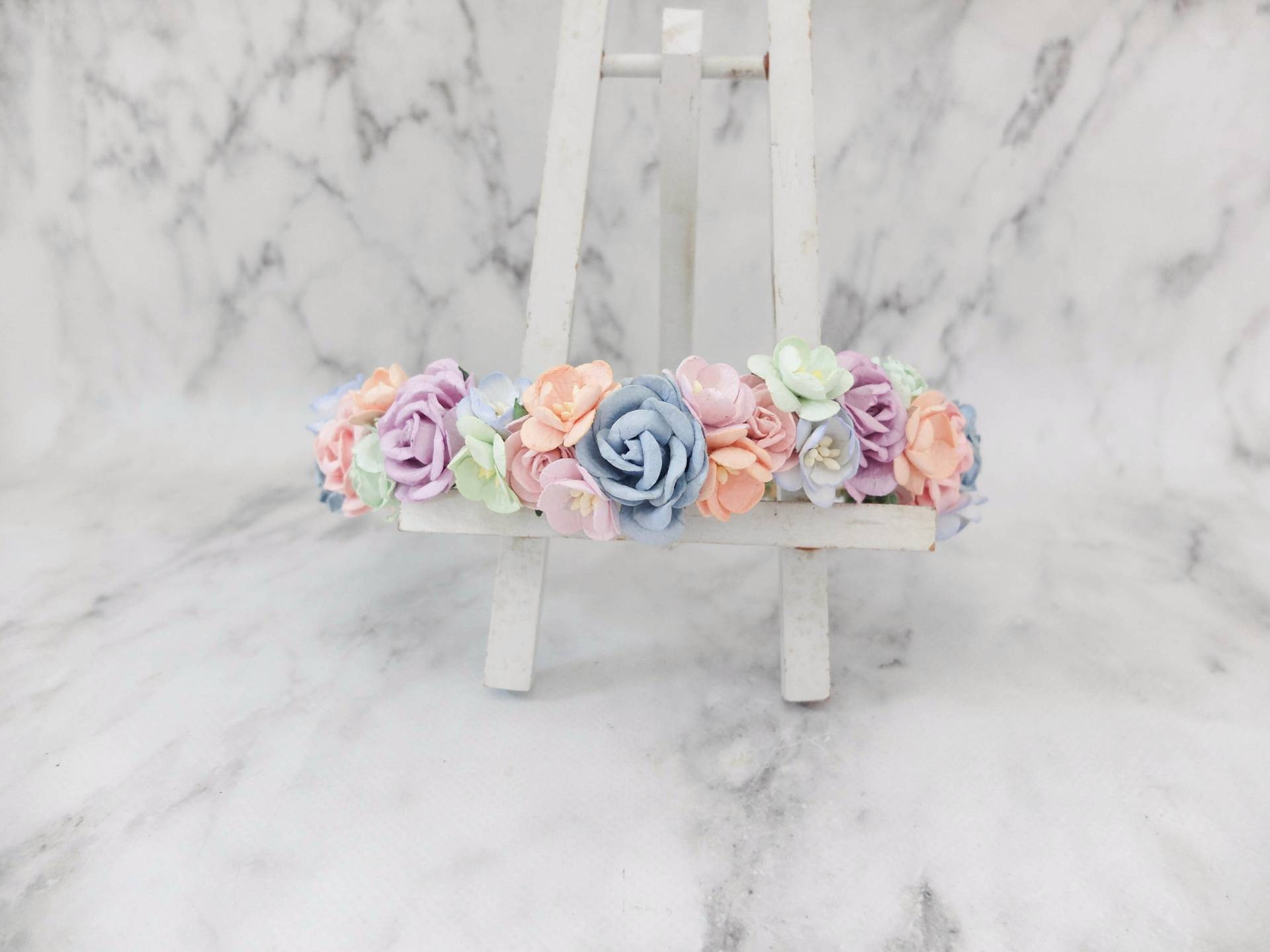 Pastell Hochzeit Blumenkrone Braut Blau Pfirsich Flieder Mint Rosa Floral Headpiece Mädchen Halo Pastell Hochzeit Blumenkrone Braut Blau Pfirsich Flieder Mint Rosa Floral Headpiece Mädchen Halo von musefleur