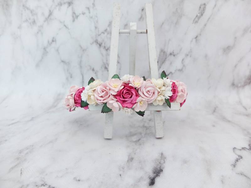 Pink & Fushia Blumen Kopfschmuck Hochzeit Blumenkrone Pink & Fushia Blumen Kopfschmuck Hochzeit Blumenkrone von musefleur