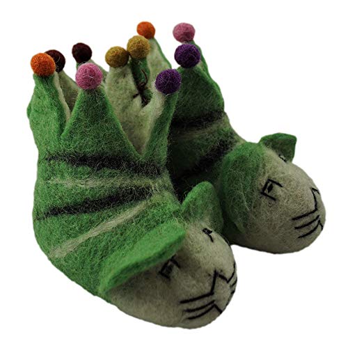 musimon Baby Hausschuhe Filz Schuhe 100% Wolle kleine Katze (grün) von musimon