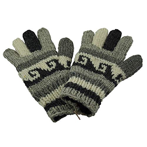 musimon Handschuhe Fingerhandschuhe gestrickt Wolle gefüttert grau schwarz von musimon