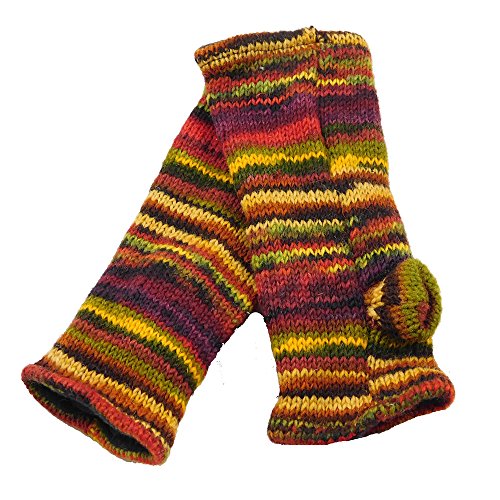 musimon Handstulpen Pulswärmer Stulpen Wolle gestrickt Fleecefutter bunt (braun) von musimon