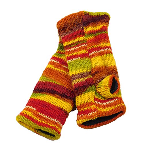 musimon Handstulpen Pulswärmer Stulpen Wolle gestrickt Fleecefutter bunt (orange) von musimon