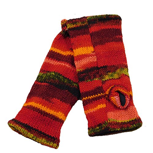 musimon Handstulpen Pulswärmer Stulpen Wolle gestrickt Fleecefutter bunt (rot) von musimon