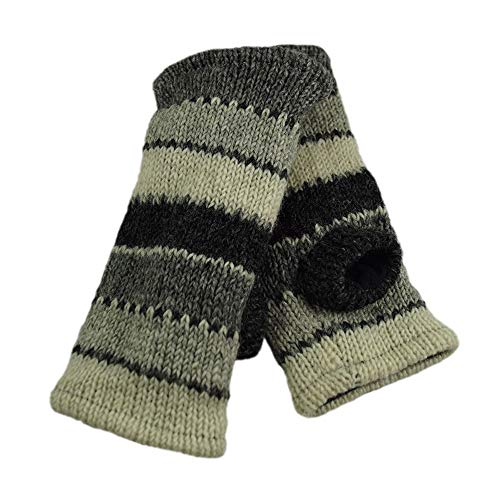 musimon Handstulpen Pulswärmer Stulpen gestrickt Wolle Fleecefutter (anthrazit beige) von musimon