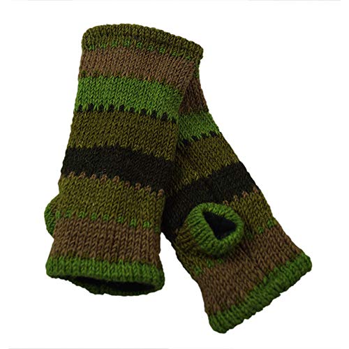 musimon Handstulpen Pulswärmer Stulpen gestrickt Wolle Fleecefutter (grün) von musimon