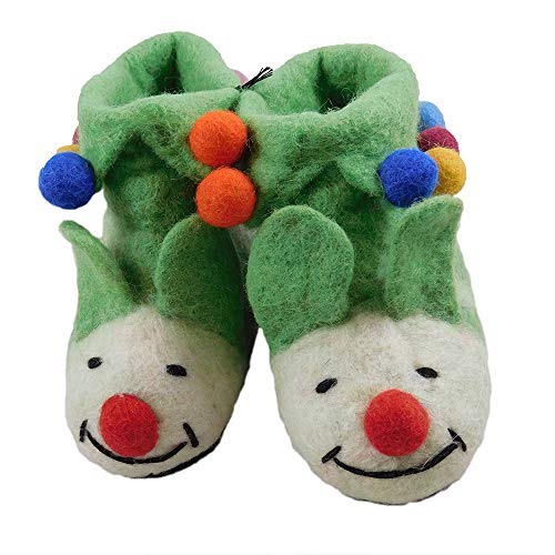 musimon Lustige Schuhe Hausschuhe Filzschuhe Kinder 100% Wolle (26/27 EU, grün) von musimon