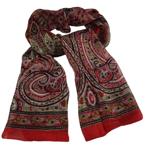 musimon Schal Seidenschal Paisley-Muster 100% Seide 168x50 cm Nr 2 (rot) von musimon