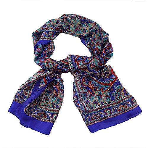 musimon Schal Seidenschal Paisley-Muster 100% Seide 168x50 cm Nr 3 (blau) von musimon