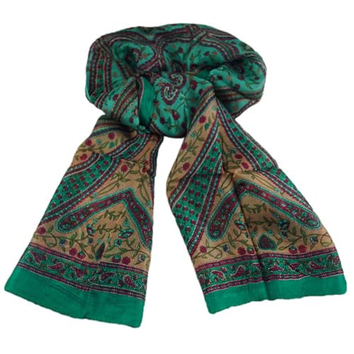 musimon Schal Seidenschal Paisley-Muster 100% Seide 168x50 cm Nr1 (grün) von musimon