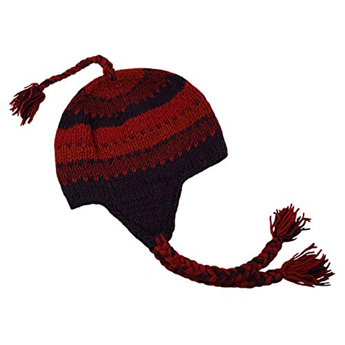 musimon Warme Mütze Inka Ohrenmütze Wolle gestrickt Fleecefutter (rot rost, M) von musimon
