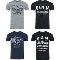 Mustang Herren T-Shirt Mustang Mehrfarbig Rundhals Regular Fit S bis 6XL 4er Pack von mustang