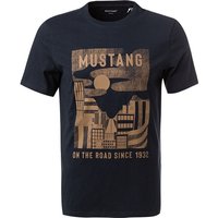 MUSTANG Herren T-Shirt blau Baumwolle von mustang