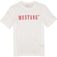 MUSTANG Herren T-Shirt weiß Baumwolle von mustang