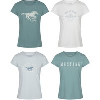 Mustang Damen T-Shirt 4er Pack Slim Fit S M L XL XXL von mustang