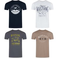 Mustang Herren T-Shirt Mustang Mehrfarbig Rundhals Regular Fit S bis 6XL 4er Pack von mustang