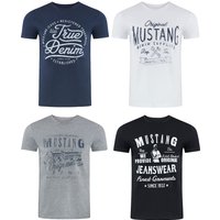 Mustang Herren T-Shirt Mustang Mehrfarbig Rundhals Regular Fit S bis 6XL 4er Pack von mustang