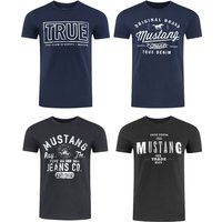 Mustang Herren T-Shirt Mustang Mehrfarbig Rundhals Regular Fit S bis 6XL 4er Pack von mustang