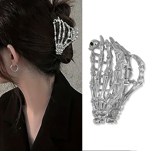 Ghost Hand Metal Hair Claw Clips Hair Accessories Decorations, Hair Clips for Thick or Thin Hairs Funny Hair Accessories Punk Skeleton Non Slip Hair Clips for Women Girls(Silver) von muumoo