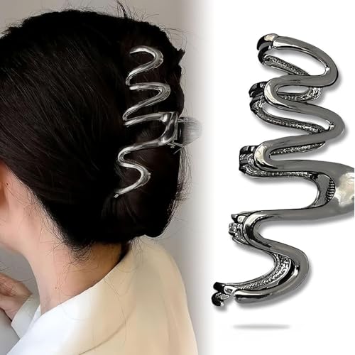 Schwarze Haarspangen für Damen und Mädchen, 1 Stück, schwarze Metallwellen, rutschfeste Haarklammer, eleganter Haarschmuck für den täglichen Gebrauch zu Weihnachten, Haarschmuck Schwarze Haarspangen für Damen und Mädchen, 1 Stück, schwarze Metallwellen, rutschfeste Haarklammer, eleganter Haarschmuck für den täglichen Gebrauch zu Weihnachten, Haarschmuck von muumoo