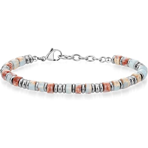 4 mm Naturstein-Perlenarmband für Herren – Edelstahl, geometrischer Kristall, Schmuck, Geschenk für Reisen, Souvenir (mehrere Steine), Einheitsgröße von muzoira