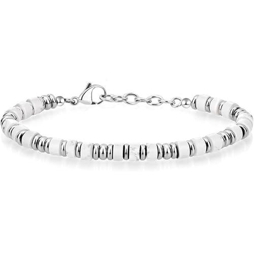 4 mm Naturstein-Perlenarmband für Herren – Edelstahl, geometrischer Kristall, Schmuck, Geschenk für Reisen, Souvenir (mehrere Steine), Einheitsgröße von muzoira