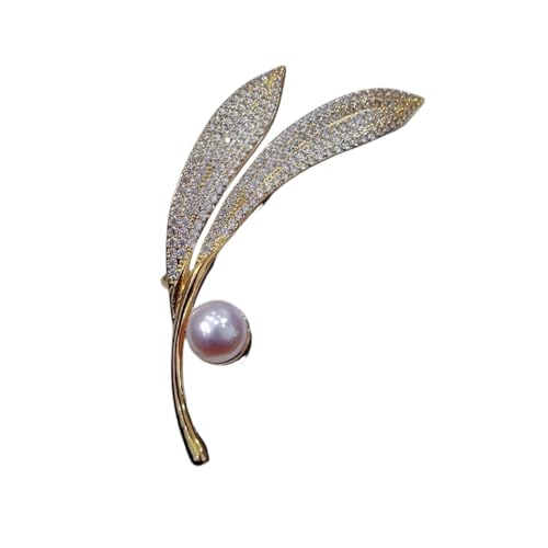 Blattperlen-Brosche, voller Diamant, luxuriös, Designer-Design, vielseitig – für Damenanzug, Einheitsgröße von muzoira