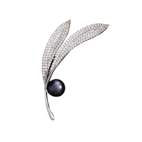 Blattperlen-Brosche, voller Diamant, luxuriös, Designer-Design, vielseitig – für Damenanzug, Einheitsgröße von muzoira