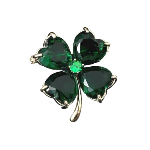 Brosche Kleeblatt Kristall Rosa - zarte vierblättrige Anstecknadel für Blusen & Kleider, Einheitsgröße von muzoira