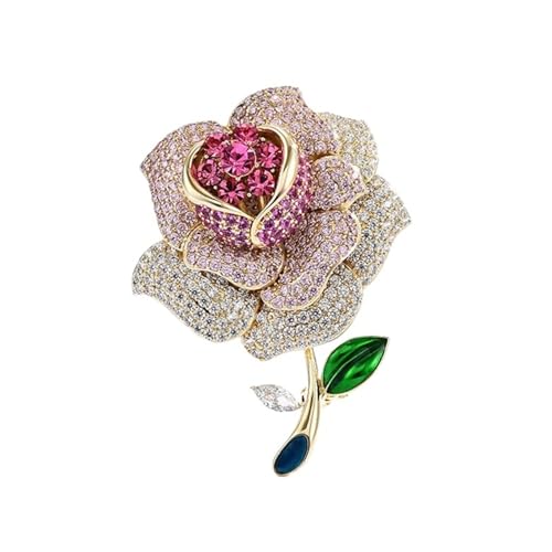 Brosche mit Diamant-Rose, luxuriös, elegant, für Damen, Einheitsgröße von muzoira