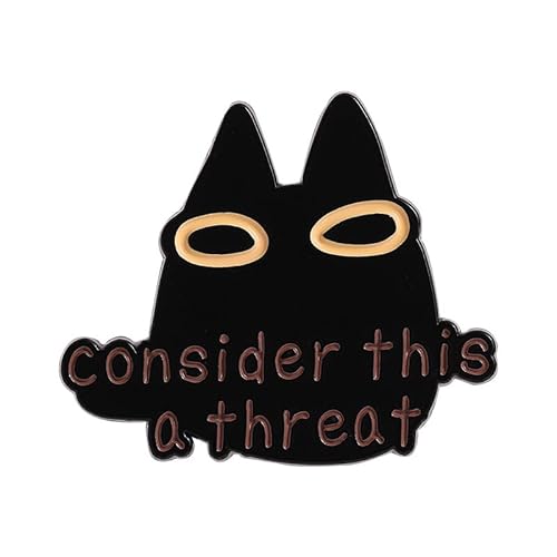 Broschenset Eule und schwarze Katze - verspielte Tiernadeln für Jacken & Taschen, QHXZ4152, Metall, Achat von muzoira