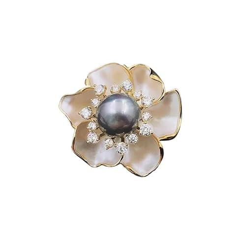 Camellia Brosche – Perlen-Akzentuierte Blumen-Anstecknadel für Mäntel und Blazer, Einheitsgröße von muzoira