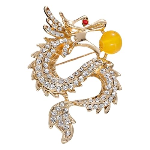 Chinesischer Stil Sternzeichen Drache Brosche für Frauen Legierung Material Drache Jahr Element Anzug Mantel Cardigan Zubehör fest fixiert von muzoira