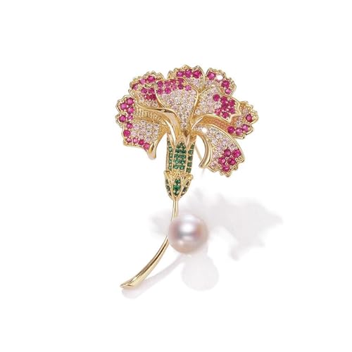 Elegante Nelken-Brosche – Perlen-Akzentuierte Blumen-Anstecknadel für Blazer, Einheitsgröße von muzoira