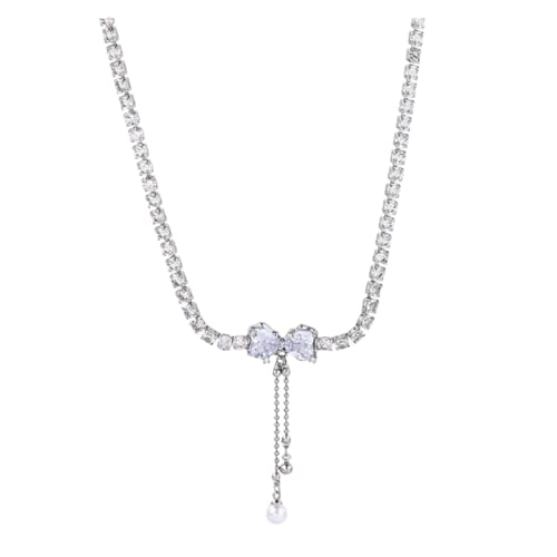 Halskette mit Schleife und Quaste, minimalistisch, luxuriös, Schlüsselbeinkette für Kleider von muzoira