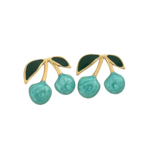 Kirsch-Ohrstecker aus Edelstahl – 304 Grad Obst-Thema, zierliche Ohrringe für Frauen, farbecht, Einheitsgröße von muzoira