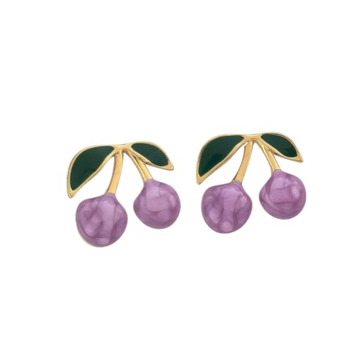 Kirsch-Ohrstecker aus Edelstahl – 304 Grad Obst-Thema, zierliche Ohrringe für Frauen, farbecht, Einheitsgröße von muzoira