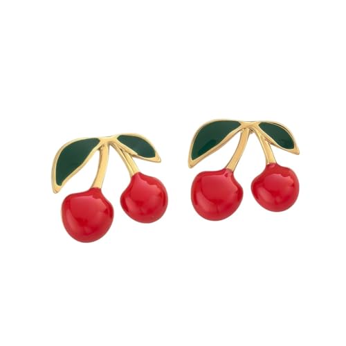 Kirsch-Ohrstecker aus Edelstahl – 304 Grad Obst-Thema, zierliche Ohrringe für Frauen, farbecht, Einheitsgröße Kirsch-Ohrstecker aus Edelstahl – 304 Grad Obst-Thema, zierliche Ohrringe für Frauen, farbecht, Einheitsgröße von muzoira