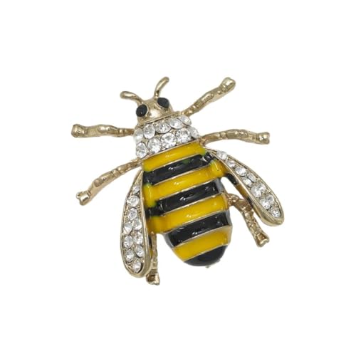 Kristall-Brosche mit Biene, Schwarz / Gelb – High-End-Emaille-Anstecknadel für Kleidung von muzoira